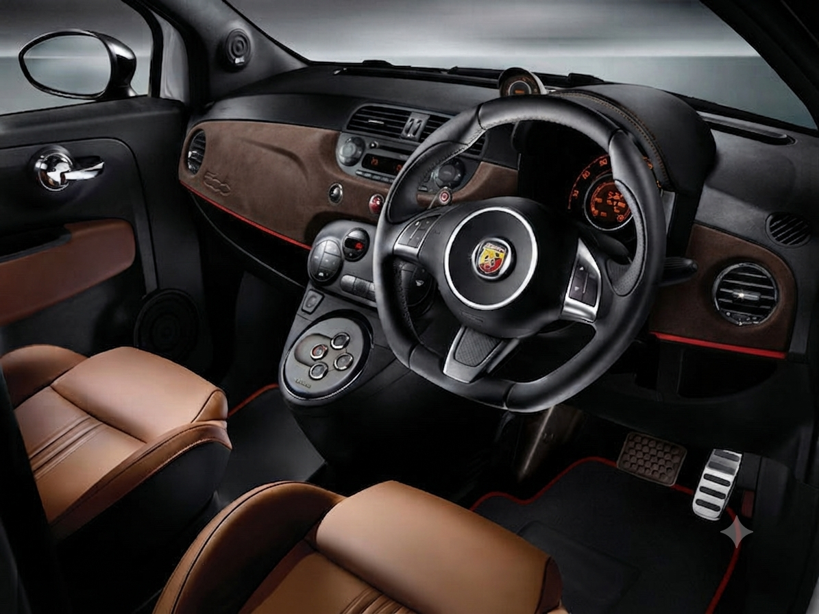 FIAT500　ABARTH500　ダッシュパネル・バックスキン調シート施工サービス　（ドアパネルプレートセットアップ）