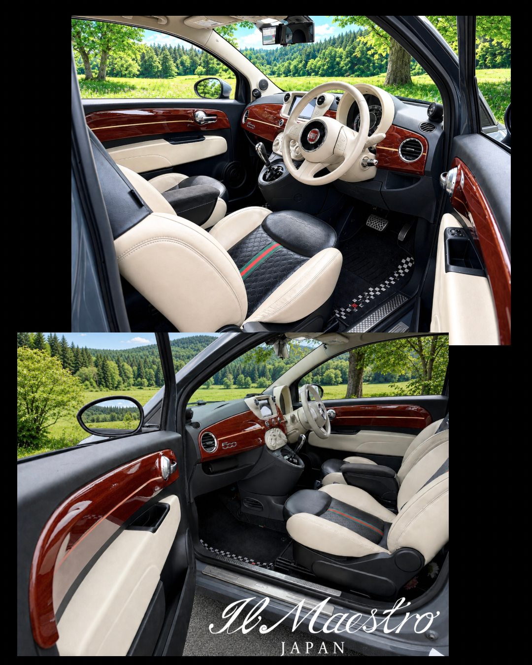 FIAT500　ABARTH500　ドアパネルプレート　ウッド調仕上げ